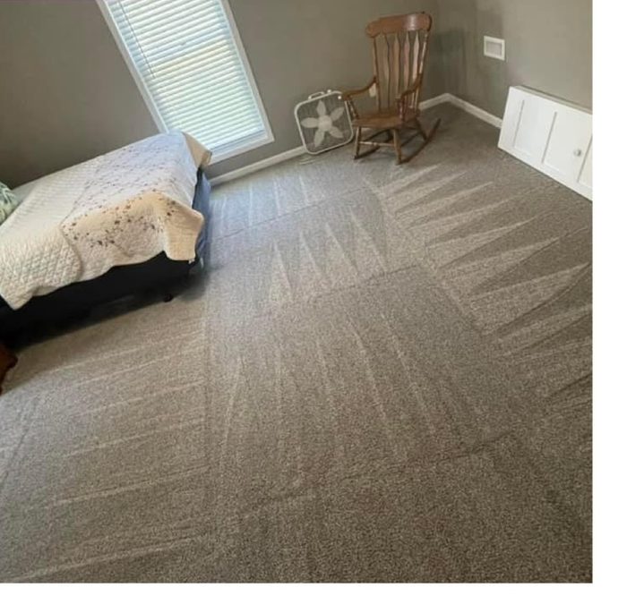 Freshly vacuumed bedroom carpet